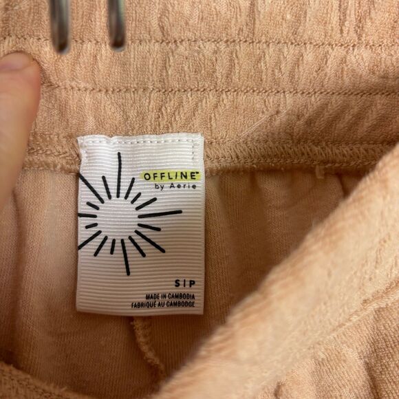 Offline by Aerie Summer Lights Tan Smiley Face Terrycloth Shorts Women's Small - Picture 4 of 7